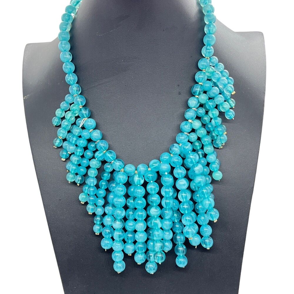 Anna & Ava Necklace Beaded Bold Turquoise Colored Acrylic Statement New W/O Tags